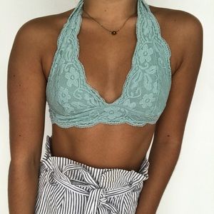 Mint Halter Lace Bralette